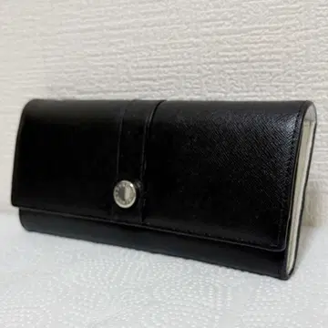 훌라 장지갑 블랙 화이트 연두색 천연 가죽 지갑 로고 실버 지갑