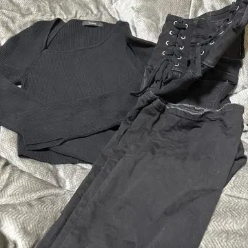 EMODA 스킨 라인 니트 하이웨스트 플레어 팬츠 모음 세트