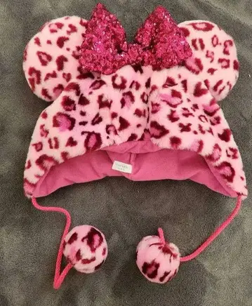 미니 레오파드 무늬 표범 무늬 레오파드 팬캡 모자 디즈니 핑크