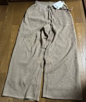 와플 와이드 팬츠 베이지