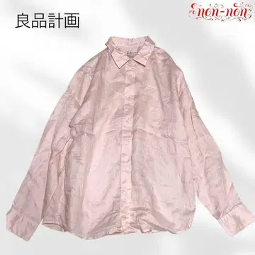 2050. 무인양품/남성용 린넨 셔츠 [ M ] 살몬 핑크/심플한 디자인