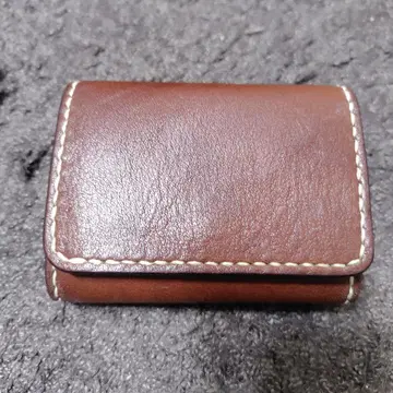 브라운 가죽 3단 폴더형 지갑