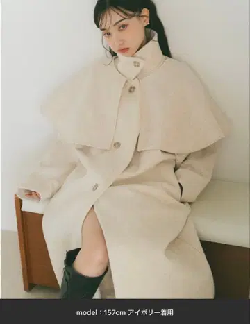 VANNIE U 웨이브 롱 코트/케이프 탈부착 가능