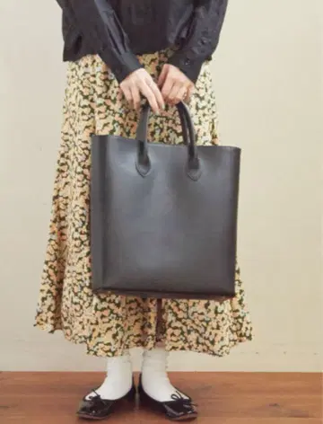 fig London grandad bag 블랙 가죽 토트백