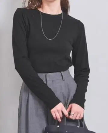 UNITED ARROWS 코튼 플라이스 롱 T셔츠 2 블랙