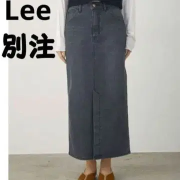 Lee ViS 별주 스트레치 데님 펜슬 스커트 블랙