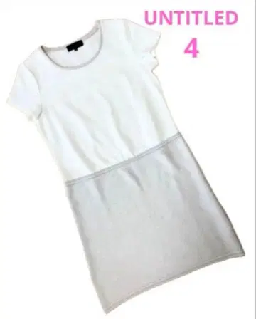 UNTITLED 반팔 무릎 기장 원피스 화이트 그레이