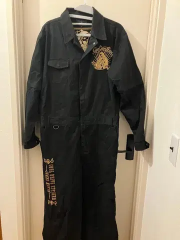 자수 디자인 블랙 오버롤