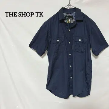 더 샵 TK 믹스피스 반팔 셔츠 L 네이비 꽃무늬