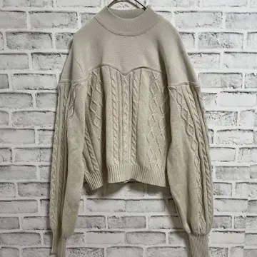 [ &g'aime ] 케이블 절개 볼륨 소매 니트 풀오버