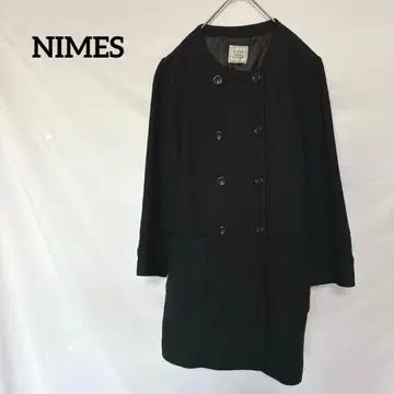 NIMES 니메 코트 블랙 FREE 울 97% 노카라