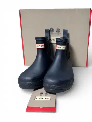 HUNTER 첼시 사이드 고어 부츠 네이비 UK5 24.0cm