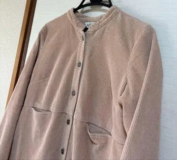 ORVIS 화려한 코듀로이 핑크 베이지 루즈핏 롱 원피스