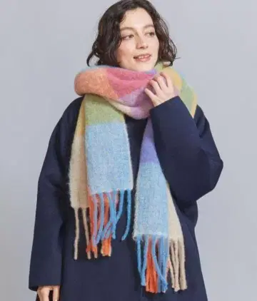 UNITED ARROWS mylab 레인보우 멀티 체크 머플러