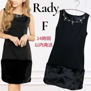 시착만 한 상품 Rady 비쥬 부착 퍼 슬리브리스 원피스 F 블랙