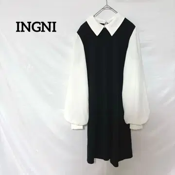 INGNI 긴팔 무릎 기장 원피스 M 벌룬 슬리브 어른스러운 세련됨