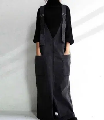 다크 그레이 슬리브리스 오버롤 롱 기장