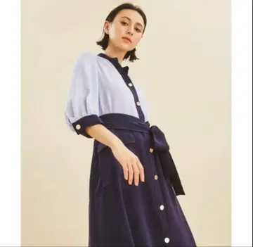 컬러 블록 셔츠 원피스 그레이스 콘티넨탈