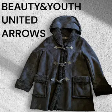 보아 더플 코트 롱 코트 두툼한 플리스 후드 검정 블랙 M