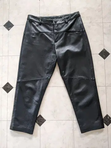 램 가죽 팬츠 양가죽 크롭 기장 블랙 S