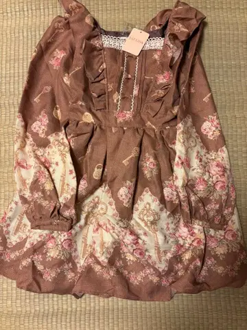 Liz Lisa 열쇠 패턴 프릴 미니 원피스 로즈