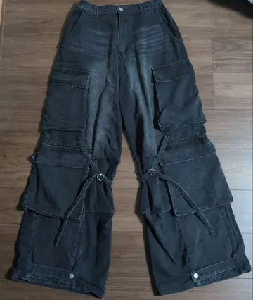 LILL 오버 사이즈 배기 멀티 기믹 카고 데님 팬츠 M 사이즈