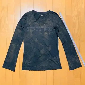 L.G.B. 블랙 V넥 긴팔 티셔츠 루그랑블루 LGB Y2K