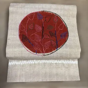 초목 염색에 자수나 시보리의 멋스러운 나고야 오비 실크 100%