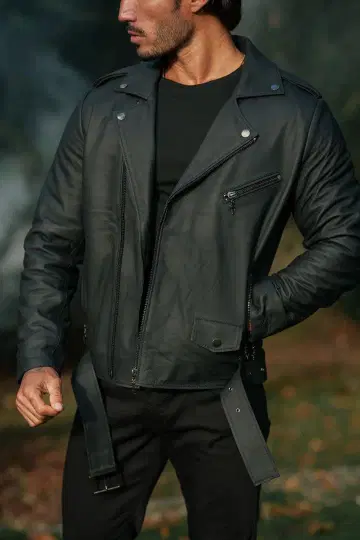 Father&Sons 천연 가죽 가죽 자켓 L 사이즈 벨트 양