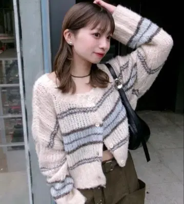 새상품 kastane 보더 모헤어 니트