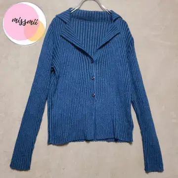 케이코 스즈키 42 사이즈 리브 긴팔 가디건 블루