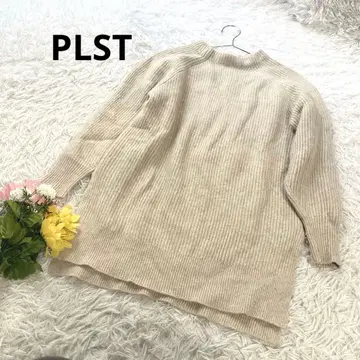 플라스테 [S] 니트 튜닉 모크넥 리브 스트레치 캐시미어 혼방