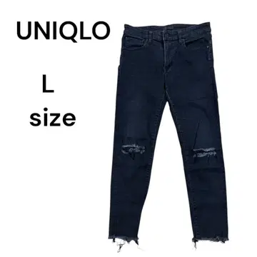 유니클로 울트라 스트레치 스키니진 데미지 가공 블랙 남성용 31 L