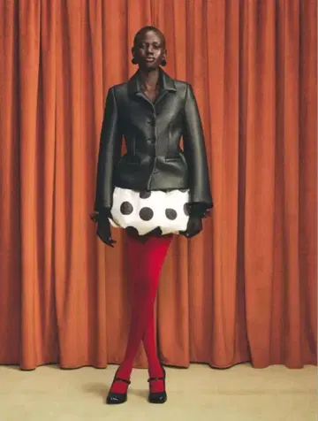 ZARA 해리 램버트 디즈니 콜라보 도트 무늬 벌룬 미니 스커트