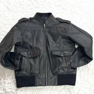 새상품급 블랙 가죽 자켓 A-2 A2 소가죽 블랙 블랙 리브 부착