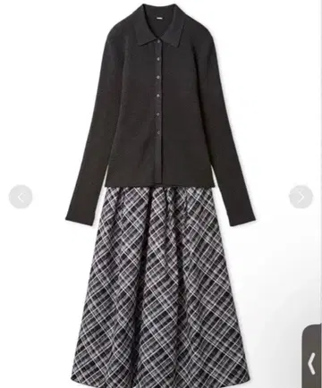 [세트 아이템] 폴로 카라 니트 턱 플레어 스커트 코디 SET