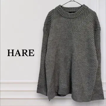 HARE / 하레 / 비대칭 리브 니트 / 골 / 그레이
