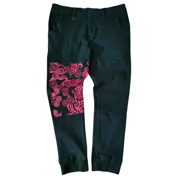 도둑 일기 일본풍 패턴 프린트 스트레치 조거 팬츠 사이즈 36 블랙