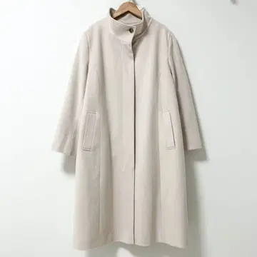 23구 울 캐시미어 비버 스탠드 카라 코트 베이지 빅 사이즈 50