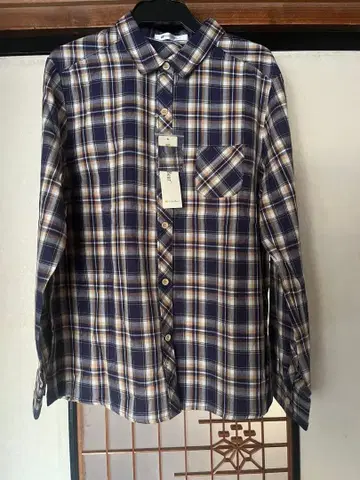 골든베어 체크 무늬 긴팔 셔츠 네이비 사이즈 L 새상품