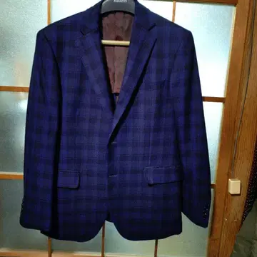 미유키 모리 블루 계열 체크 테일러드 자켓