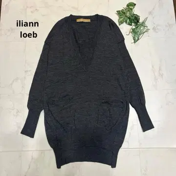 iliann loeb 울 100% 로우게이지 니트 튜닉 다크 그레이