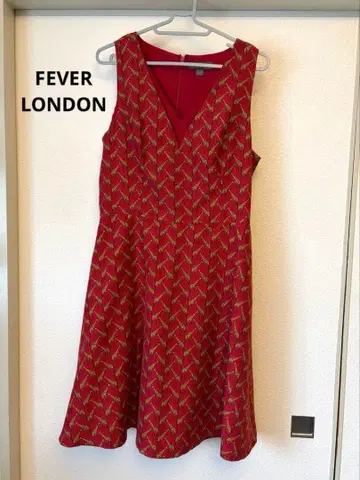 FEVER 슬리브리스 원피스 빨간색 UK12