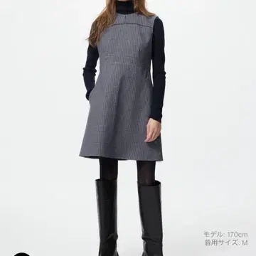 유니클로 UNIQLO 더블 페이스 미니 원피스 체크 원피스