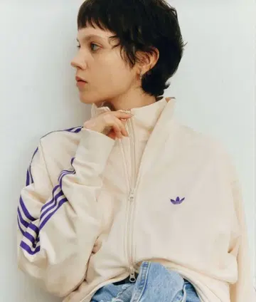 adidas 저지 트랙 자켓 퍼플 아이보리