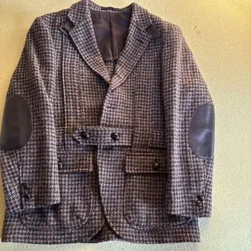 VAN 그레이/블랙 체크 더블 브레스트 자켓