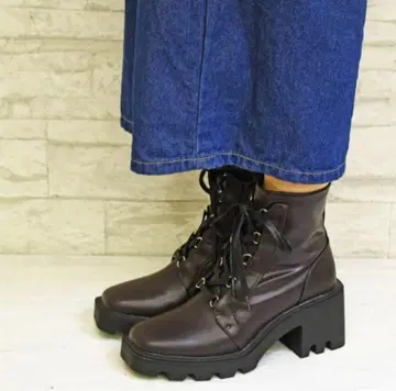 by 키다리 아저씨 레이스업 통굽 부츠 여성용 22.5