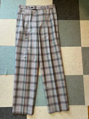 블랙 앤 화이트 체크 무늬 슬랙스