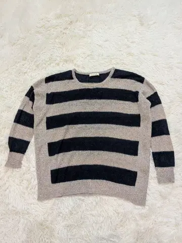 mao made 스트라이프 니트 스웨터 M 알파카 크루넥