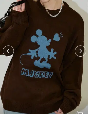 미키마우스 자수 브라운 니트 스웨터 S